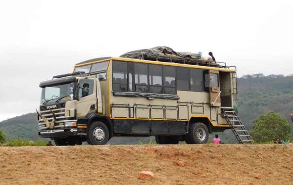 4x4 overland safari truck on Kenyan off-road terrain